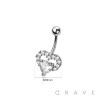 316L SURGICAL STEEL MULTI CZ HEART NON DANGLE BELLY BUTTON NAVEL RING 