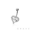 316L SURGICAL STEEL MULTI CZ HEART BELLY BUTTON NAVEL RING 