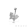 316L SURGICAL STEEL MULTI CZ BUTTERFLY NON DANGLE BELLY BUTTON NAVEL RING 