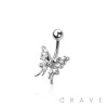 316L SURGICAL STEEL MULTI CZ BUTTERFLY NON DANGLE BELLY BUTTON NAVEL RING 