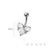 316L SURGICAL STEEL MULTI CZ GEOMETRIC HEART NON DANGLE BELLY BUTTON NAVEL RING 