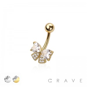 316L SURGICAL STEEL MULTI CZ RIBBON NON DANGLE BELLY BUTTON NAVEL RING 