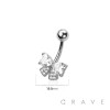 316L SURGICAL STEEL MULTI CZ RIBBON NON DANGLE BELLY BUTTON NAVEL RING 