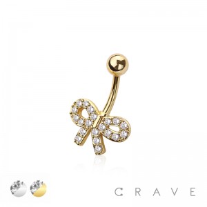 316L SURGICAL STEEL MULTI CZ RIBBON NON DANGLE BELLY BUTTON NAVEL RING 