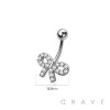 316L SURGICAL STEEL MULTI CZ RIBBON NON DANGLE BELLY BUTTON NAVEL RING 