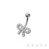 316L SURGICAL STEEL MULTI CZ RIBBON BELLY BUTTON NAVEL RING 