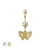 316L SURGICAL STEEL MULTI CZ BUTTERFLY DANGLE BELLY BUTTON NAVEL RING 