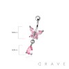 316L SURGICAL STEEL MULTI CZ BUTTERFLY DANGLE BELLY BUTTON NAVEL RING 