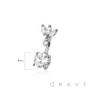 316L SURGICAL STEEL MULTI CZ MARQUISE FAN TOP BEZEL ROUND BOTTOM NON DANGLE BELLY BUTTON NAVEL RING 