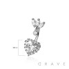 316L SURGICAL STEEL MULTI CZ MARQUISE FAN TOP BEZEL NON DANGLE MULTI CZ HEART BELLY BUTTON NAVEL RING 