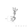 316L SURGICAL STEEL MULTI CZ MARQUISE FAN TOP BEZEL NON DANGLE MULTI CZ HEART BELLY BUTTON NAVEL RING 