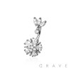 316L SURGICAL STEEL MULTI CZ MARQUISE FAN TOP BEZEL DANGLE MULTI CZ FLOWER BELLY BUTTON NAVEL RING 