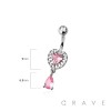 316L SURGICAL STEEL MULTI CZ HEART TEAR DROP DANGLE BELLY BUTTON NAVEL RING 