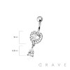 316L SURGICAL STEEL MULTI CZ HEART TEAR DROP DANGLE BELLY BUTTON NAVEL RING 
