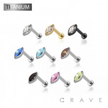 IMPLANT GRADE TITANIUM THREADLESS PUSH IN MARQUISE CZ LABRET SET