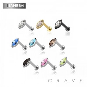 IMPLANT GRADE TITANIUM THREADLESS PUSH IN MARQUISE CZ LABRET SET