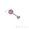 EPOXY ACRYLIC AMERICAN FLAG 316L SURGICAL STEEL TONGUE BARBELL