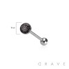 EPOXY ACRYLIC BLACK SPIDER WEB 316L SURGICAL STEEL TONGUE BARBELL