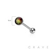 EPOXY ACRYLIC MARIJUANA 316L SURGICAL STEEL TONGUE BARBELL