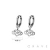 PAIR OF 316L STAINLESS STEEL HUGGIE/HOOP INFINITE HEART LOVE MULTI CZ DANGLE EARRINGS