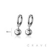 PAIR OF 316L STAINLESS STEEL HUGGIE/HOOP SOCCER BALL MULTI CZ DANGLE EARRINGS
