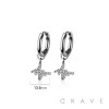 PAIR OF 316L STAINLESS STEEL HUGGIE/HOOP HEARTBEAT PULSE MULTI CZ DANGLE EARRINGS