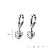 PAIR OF 316L STAINLESS STEEL HUGGIE/HOOP SEA SHELL MULTI CZ DANGLE EARRINGS