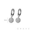 PAIR OF 316L STAINLESS STEEL HUGGIE/HOOP BASKETBALL MULTI CZ DANGLE EARRINGS
