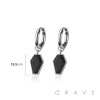 PAIR OF 316L STAINLESS STEEL HUGGIE/HOOP BLACK CZ COFFIN DANGLE EARRINGS