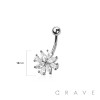 316L SURGICAL STEEL MULTI CZ FLOWER NON DANGLE BELLY BUTTON NAVEL RING 