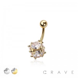 316L SURGICAL STEEL MULTI CZ ROUND SPHERE NON DANGLE BELLY BUTTON NAVEL RING 