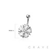 316L SURGICAL STEEL MULTI CZ FLOWER NON DANGLE BELLY BUTTON NAVEL RING 