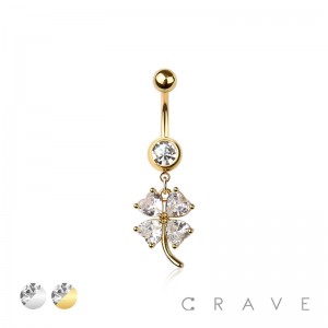 316L SURGICAL STEEL MULTI CZ FLOWER DANGLE BELLY BUTTON NAVEL RING 