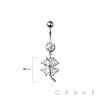 316L SURGICAL STEEL MULTI CZ FLOWER DANGLE BELLY BUTTON NAVEL RING 