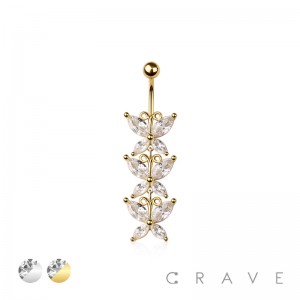 316L SURGICAL STEEL MULTI CZ MULTI DANGLE BUTTERFLY BELLY BUTTON NAVEL RING 