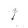316L SURGICAL STEEL MULTI CZ CROSS NON DANGLE REVERSE BELLY BUTTON NAVEL RING 