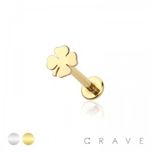 CLOVER OP INTERNALLY THREADED 316L SURGICAL STEEL LABRET/MONROE/CARTILAGE STUDS