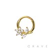 316L SURGICAL STEEL MULTI CZ FLOWER LEAF SEPTUM HINGED SEGMENT HOOP RING