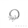 316L SURGICAL STEEL MULTI CZ FLOWER LEAF SEPTUM HINGED SEGMENT HOOP RING