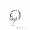 316L SURGICAL STEEL MULTI CZ FLOWER LEAF SEPTUM HINGED SEGMENT HOOP RING