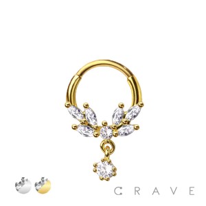 316L SURGICAL STEEL SPIRAL FLOWER VINE SEPTUM HINGED SEGMENT HOOP RING