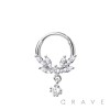 316L SURGICAL STEEL SPIRAL FLOWER VINE SEPTUM HINGED SEGMENT HOOP RING