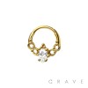 316L SURGICAL STEEL CENTER TEAR DROP CZ SEPTUM HINGED SEGMENT HOOP RING