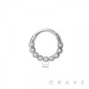 316L SURGICAL STEEL MULTI CZ BEZEL ROUND SEPTUM HINGED SEGMENT HOOP RING