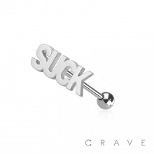 316L SURGICAL STEEL SUCK WORD TONGUE BARBELL
