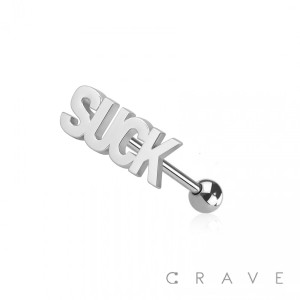 316L SURGICAL STEEL SUCK WORD TONGUE BARBELL