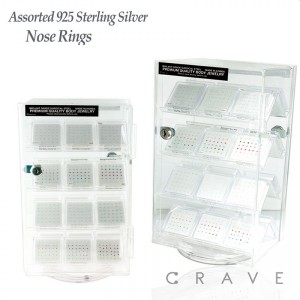 24 boxes OF ASSORTED 925 STERLING SILVER NOSE RING 24 CASES DISPLAY SET