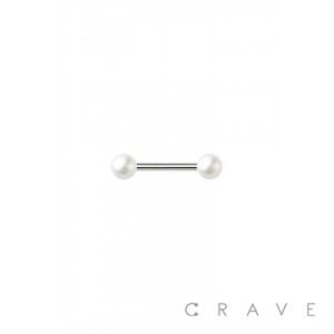 PEARL COAT BALL END 316L SURGICAL STEEL CARTILAGE BARBELL