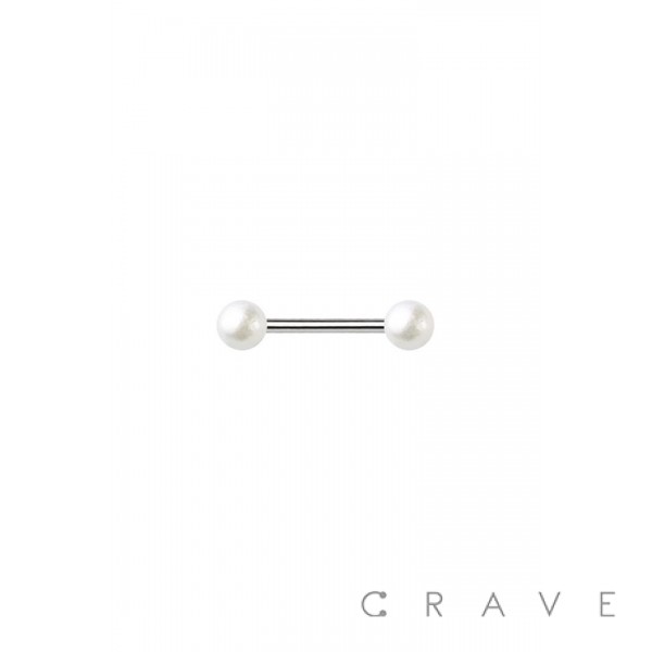PEARL COAT BALL END 316L SURGICAL STEEL CARTILAGE BARBELL
