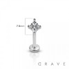 STAR BURST 4 CZ GEM 316L SURGICAL STEEL THREADLESS (PUSH IN) LABRET SET
